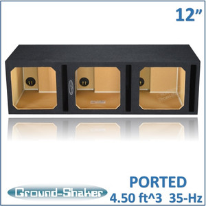 Ground Shaker GS-KKP312B Black 12" Triple Solobaric Slot Ported Subwoofer Box