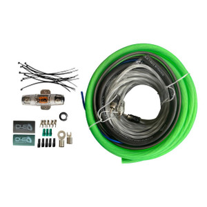 Down4Sound 4 GAUGE SILVER TINNED OFC AMPLIFIER INSTALL KIT ( GREEN / BLACK )