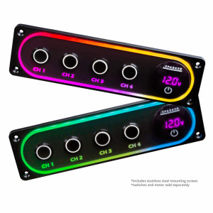 Illuminated Black Single DIN Aluminum Switch And Voltmeter Panel Illuminated Black Single DIN Aluminum Switch And Voltmeter Panel