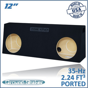 black 12" dual ported sub box, fits regular cab trucks