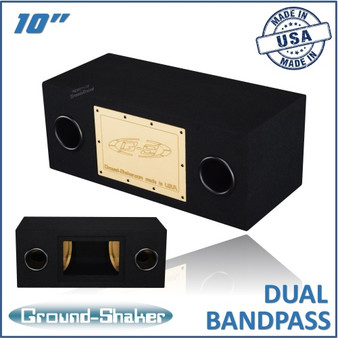black 10" dual bandpass sub box