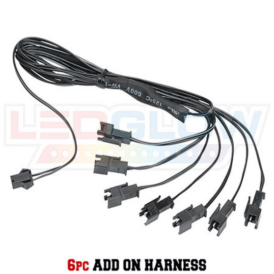 LED GLOW ADD ON POWER HARNESS FOR 6 MOTORCYCLE STRIPS (LUMCADVMH6ADD)