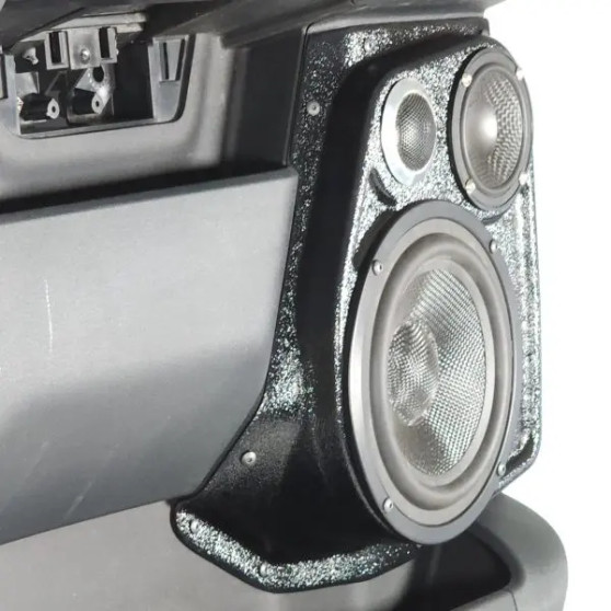 Single 6.5″ and Single 3.5″ and Single Tweeter Speaker Pods for the Rear Door of a 21-24 Ford F-150-Ford F-250 F-350 Crew Cab