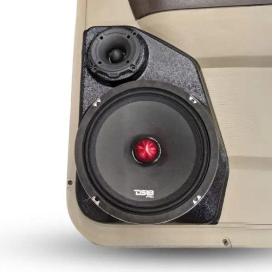 Single 8″ and Single 3.5″ Speaker Pods for the Rear Door of a 09-18 Dodge Ram-Dodge Ram Extended Cab Manual Window
