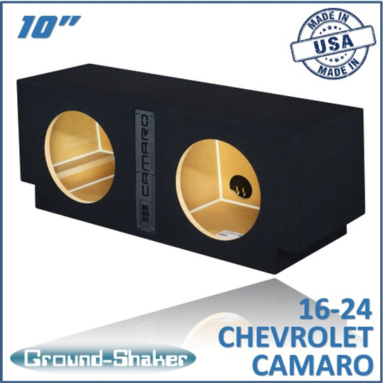 black 10" dual sealed sub box, fits 16-24 chevy camaro