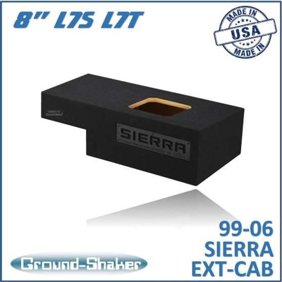 black 8" single sealed solo-baric sub box, fits 99-06 & 07 classic chevy gmc sierra ext-cab