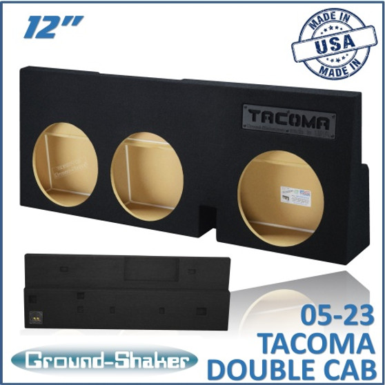 black 12" triple sealed sub box, fits 05-23 toyota tacoma double-cab