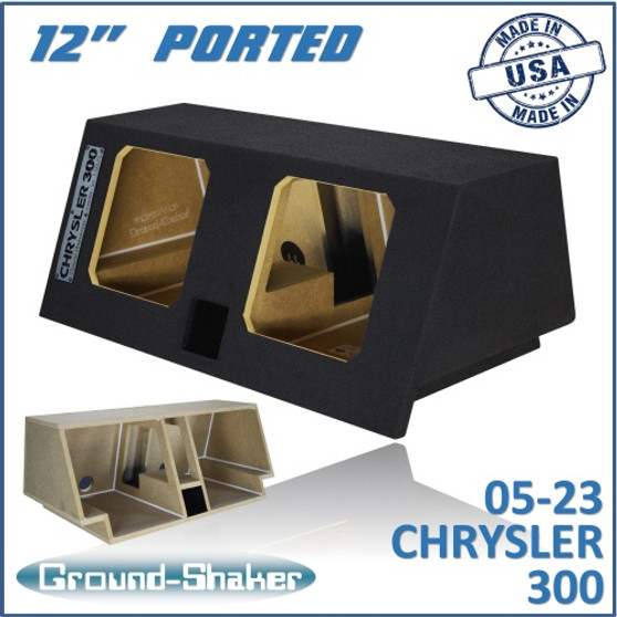 black 12" dual ported solobaric sub box, fits 05-23 chrysler 300