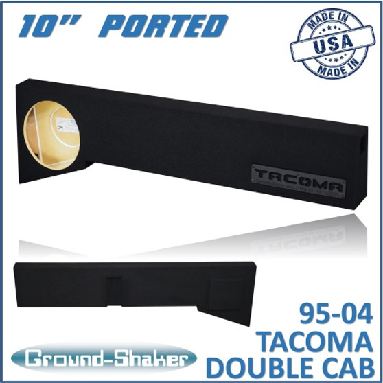 black 10" single ported sub box, fits 95-04 toyota tacoma double-cab