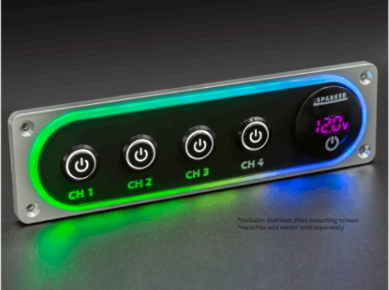 Illuminated Silver Single DIN Aluminum Switch And Voltmeter Panel