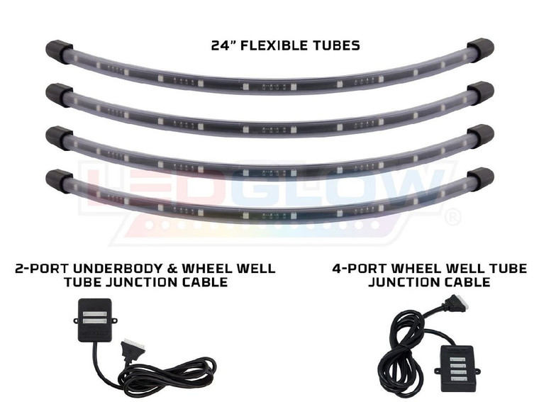 LED GLOW 4PC 24" ADD-ON WHEEL WELL TUBES FOR MILLION COLOR WIRELESS UNDERBODY KITS (LU-A-UB-MW-WW.3)
