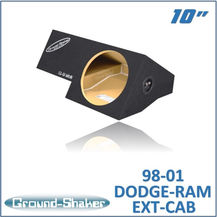 black 10" single sealed sub box, fits 98-01 dodge ram extended-cab / quad-cab