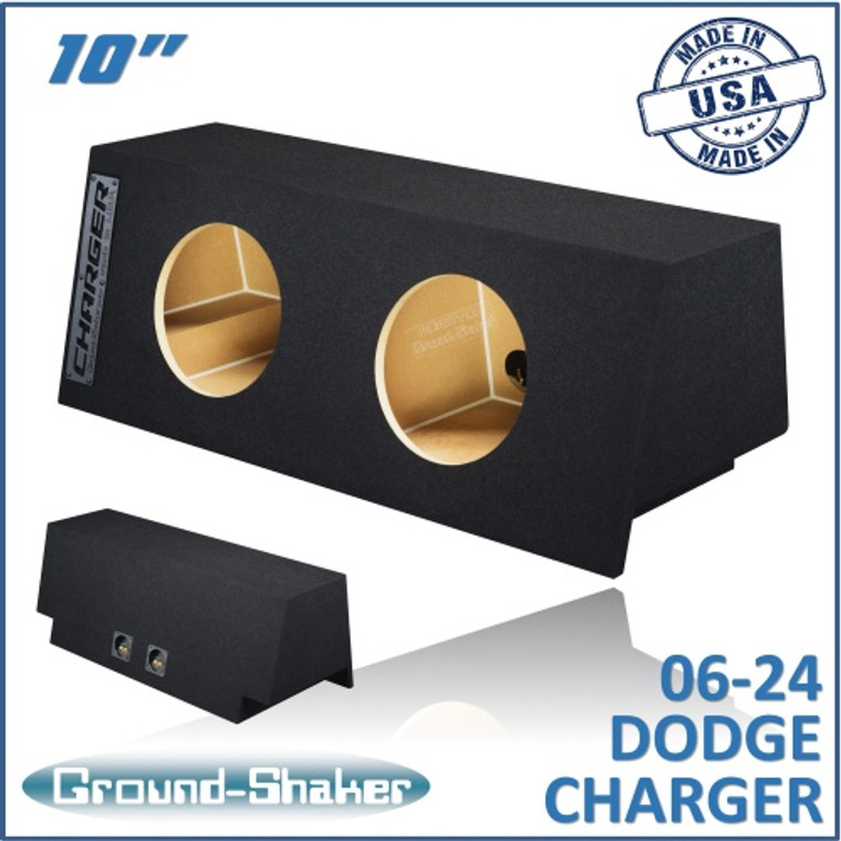 black 10" dual sealed sub box, fits 06-24 dodge charger