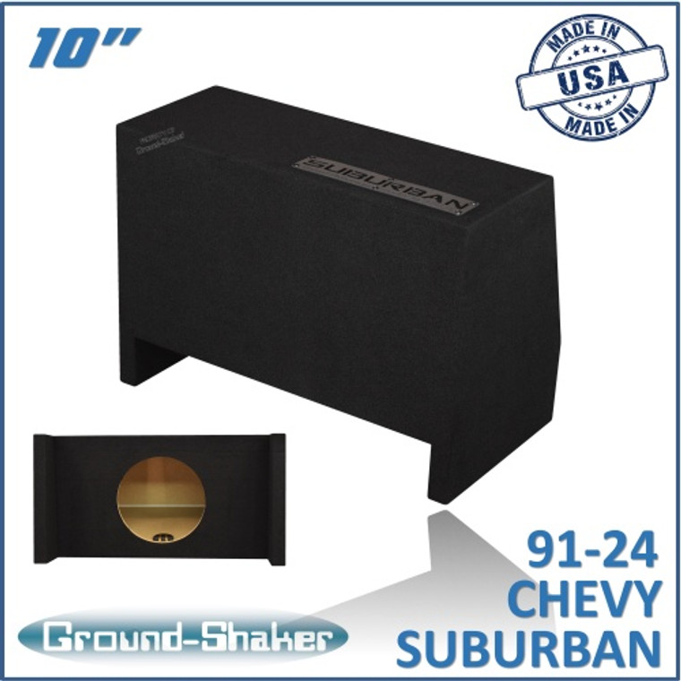 black 10" single sealed sub box, fits 91-24 chevy suburban (w/3rd row seat)