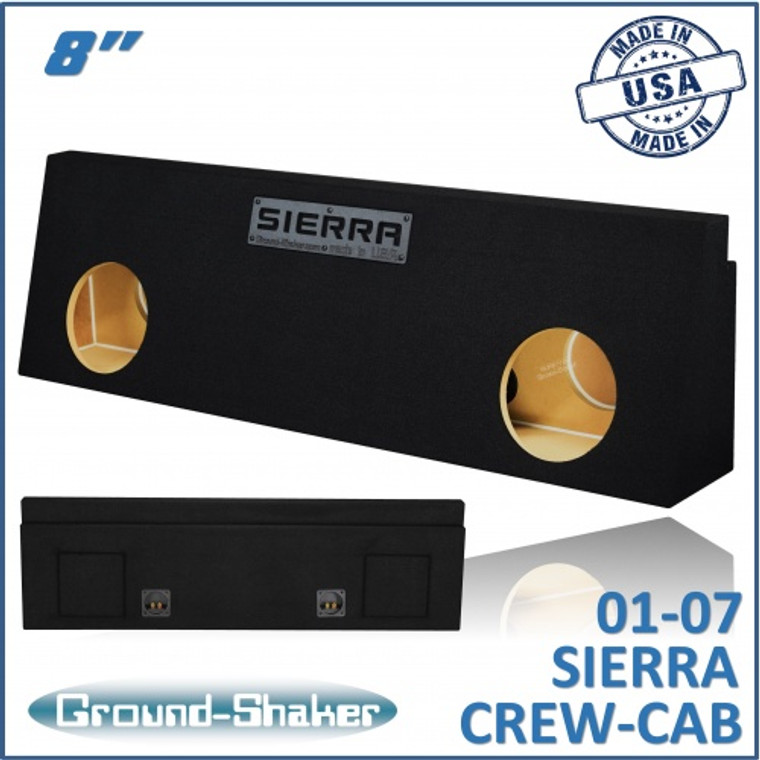 black 8" dual sealed sub box, fits 01-07 gmc sierra crew cab