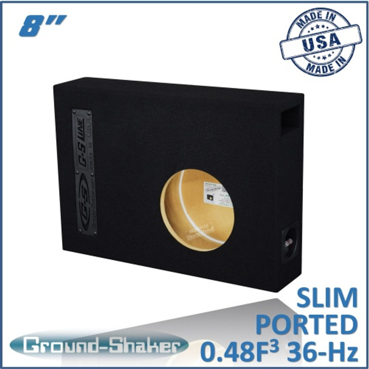 black 8" single slim ported sub box black 8" single slim ported sub box