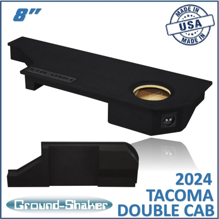 black 8" single sealed sub box, fits 2024 toyota tacoma double-cab