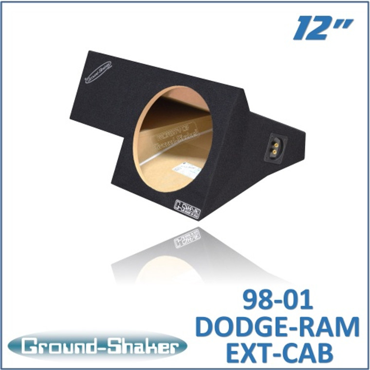 black 12" single sealed sub box, fits 98-01 dodge ram extended-cab / quad cab