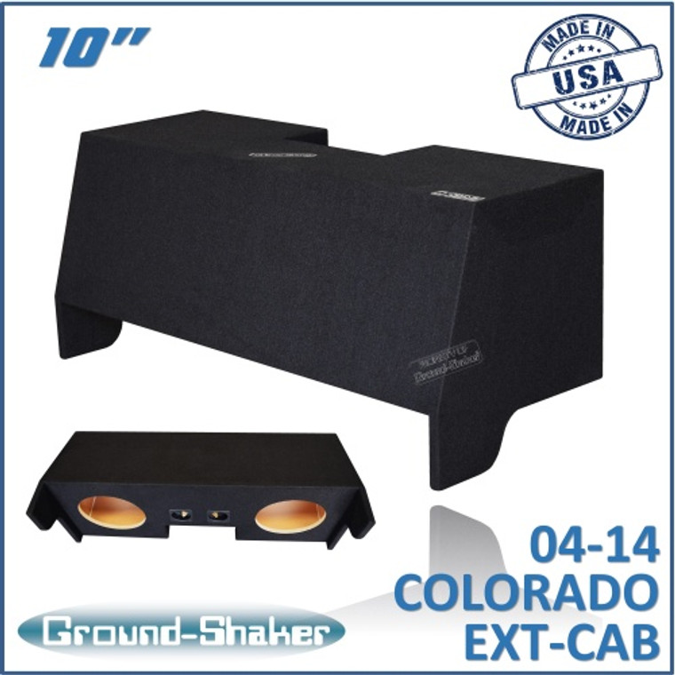 black 10" dual sealed sub box, fits 04-14 chevy colorado ext-cab