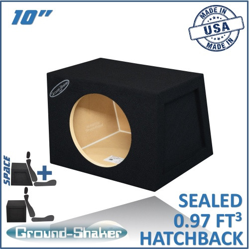 Ground Shaker GS-HB110B Black 10" Single Sealed Hatchback Subwoofer Box
