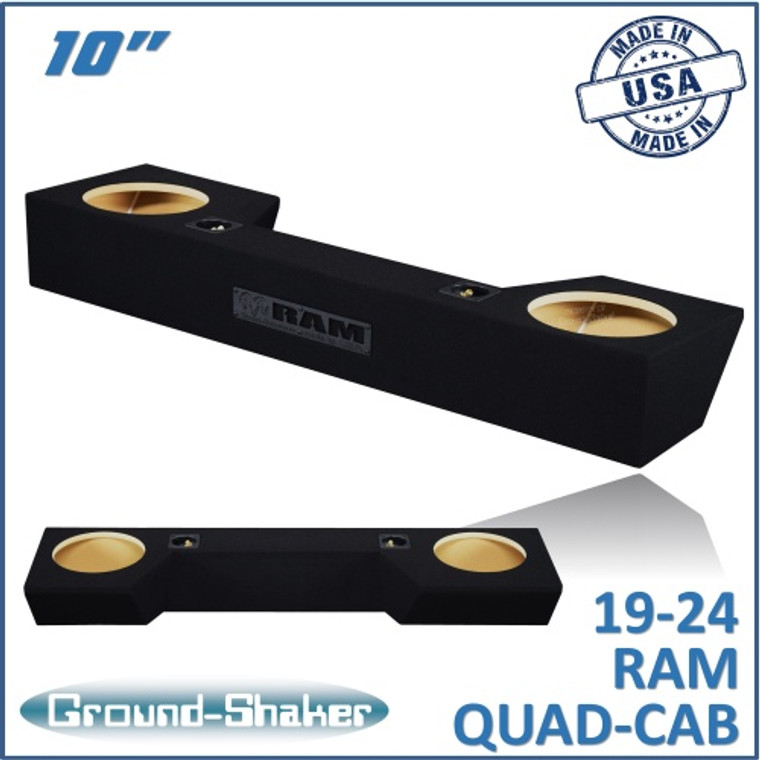 black 10" dual sealed sub box, fits 19-24 dodge ram quad-cab