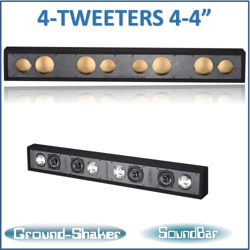 Ground Shaker SB-ST4T44B Black 4-3” Tweeters & 4-4” Speaker Soundbar (speakers Not Included)