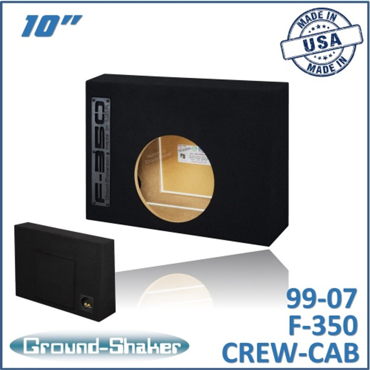 black 10” single sealed sub box, fits 99-07 ford f-350 crew-cab