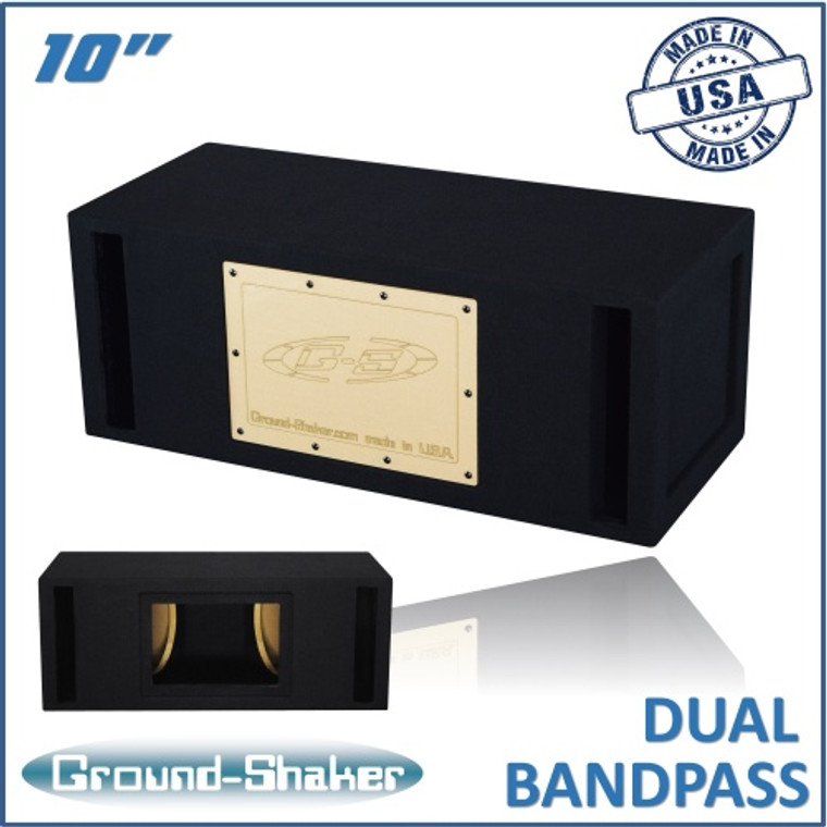 black 10" dual slot ported bandpass sub box