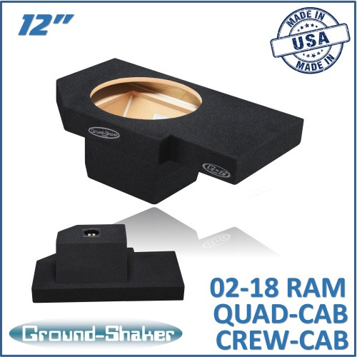 02-18 Dodge Ram 1500 Crew-Cab & Ext-Cab Black 12" Single Sealed Subwoofer Box