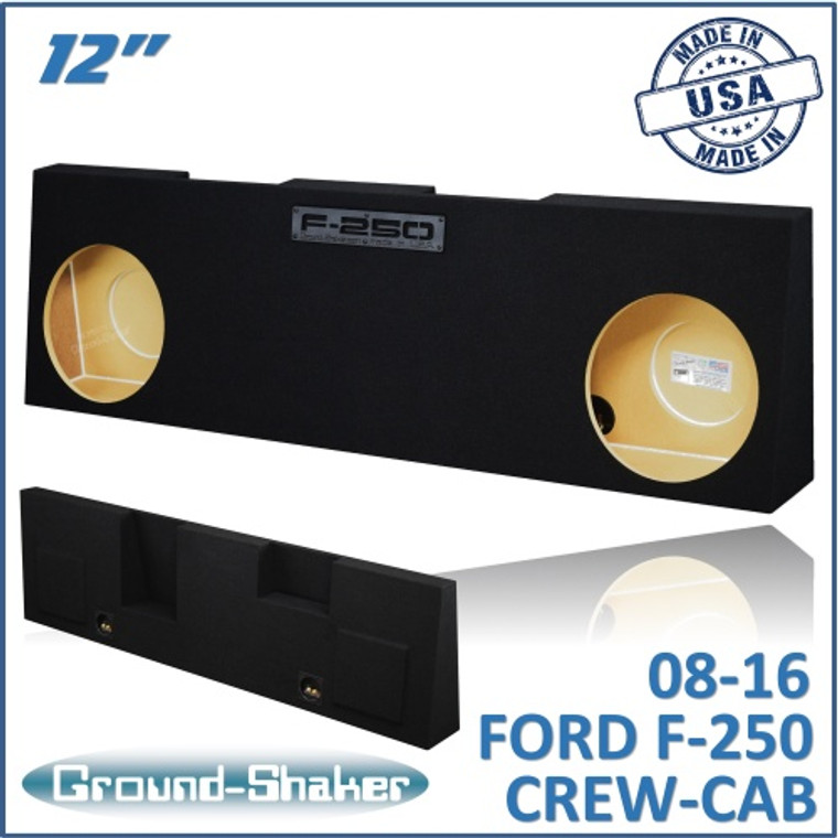 black 12" dual sealed sub box, fits 08-16 ford f-250 crew-cab