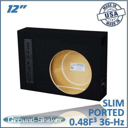 Ground Shaker GS-PTS112B Black 12" Single Slim Ported Subwoofer Box