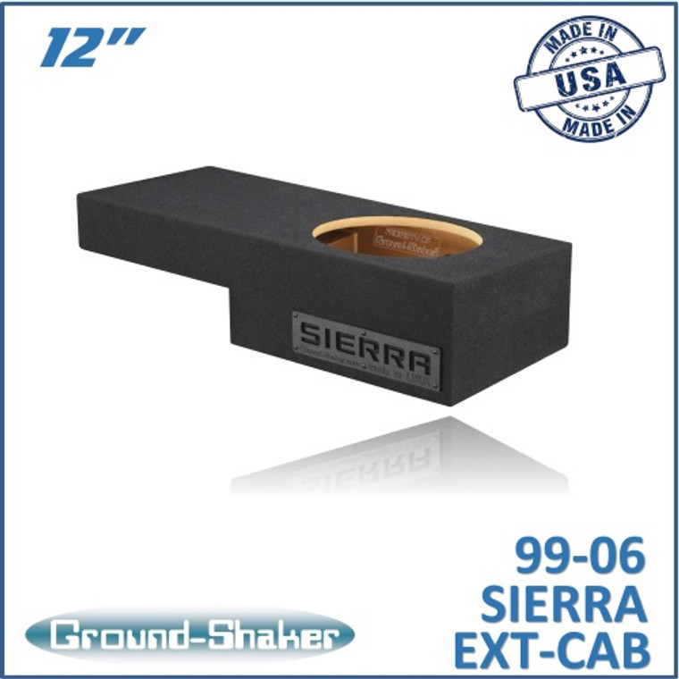 black 12" single sealed sub box, fits 99-06 & 07 classic gmc sierra ext-cab