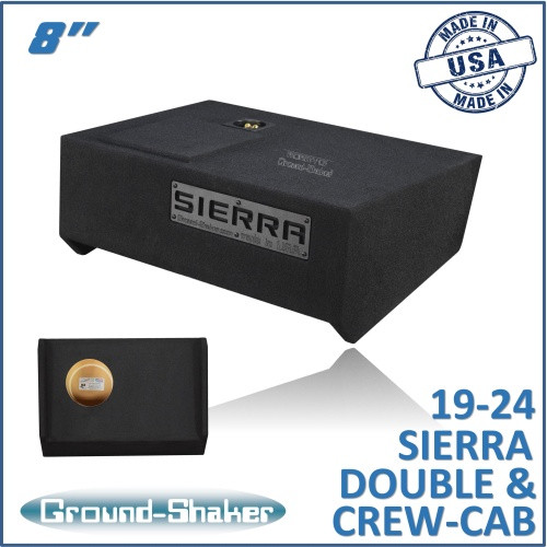 19-24 GMC Sierra Double & Crew-Cab Black 8" Single Sealed Subwoofer Box