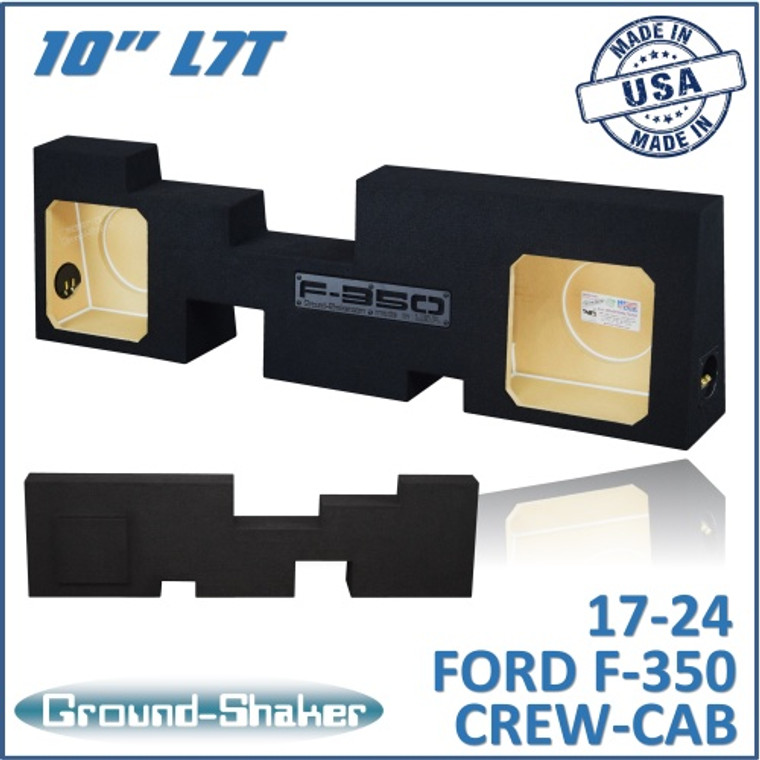 black 10" dual sealed l7t sub box, fits 17-24 ford f-350 crew-cab