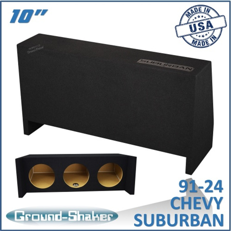 black 10" triple sealed sub box, fits 91-24 chevy suburban (w/3rd row seat)