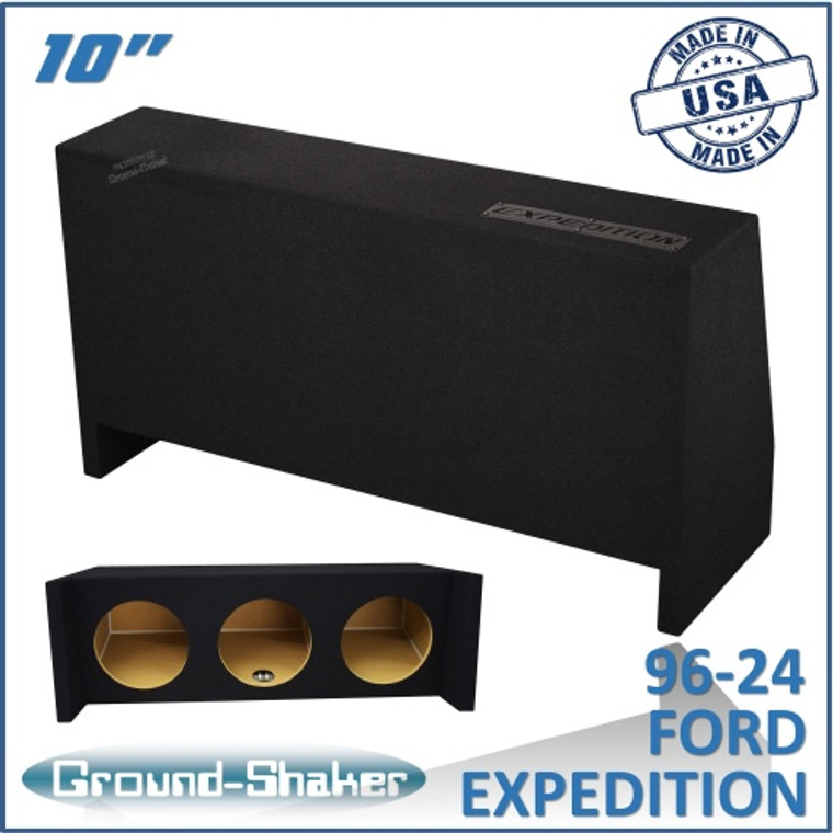 black 10" triple sealed sub box, fits 96-24 ford expedition (w/3rd row seat)