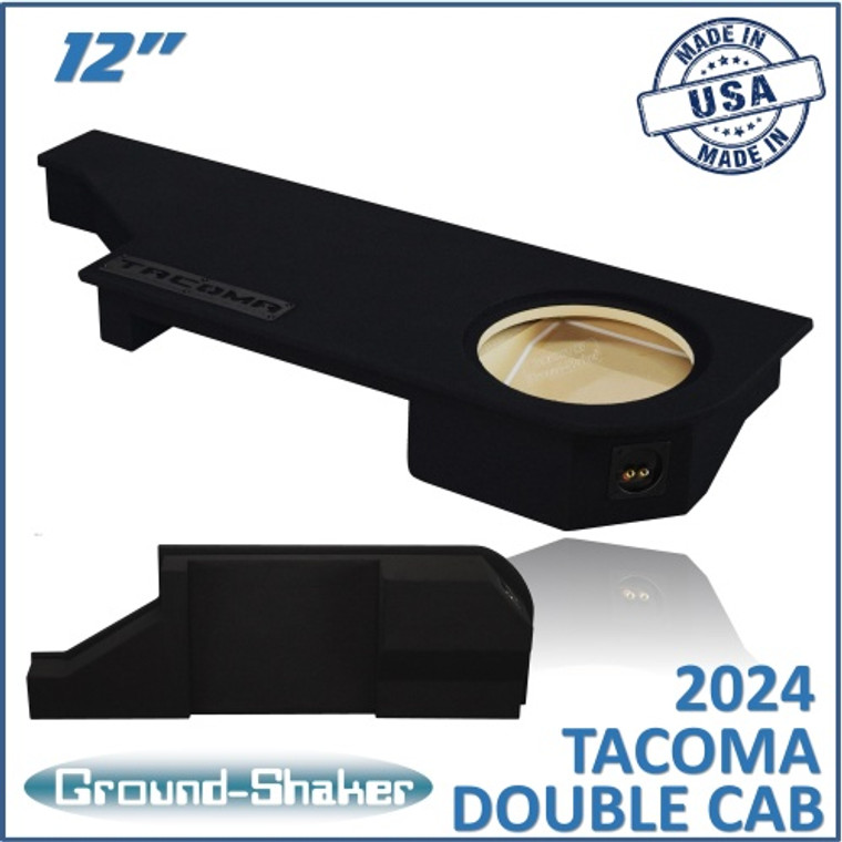 black 12" single sealed sub box, fits 2024 toyota tacoma double-cab