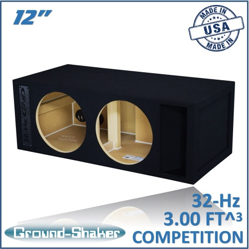Ground Shaker GS-32HZ212B Black 12" 32-hz Dual Competition Ported Subwoofer Box