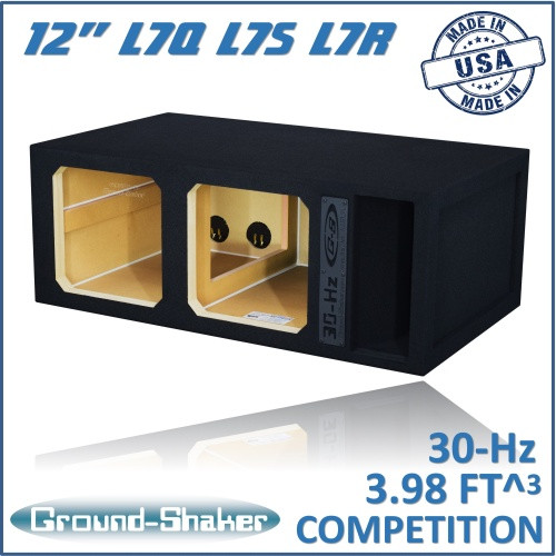 Ground Shaker GS-L7QP212B Black 12" 30-hz Dual Solobaric Ported Subwoofer Box
