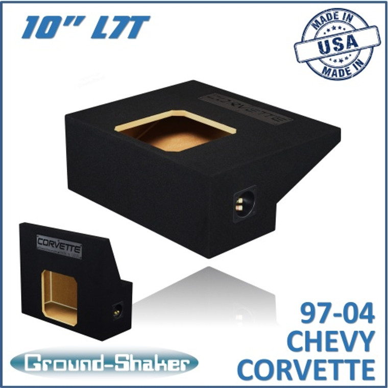 black 10" single sealed l7t sub box, fits 97-04 chevy corvette c5/z06 coupe & convertible