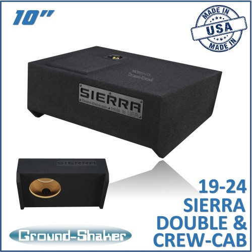 19-24 GMC Sierra Double & Crew-Cab Black 10" Single Sealed Subwoofer Box