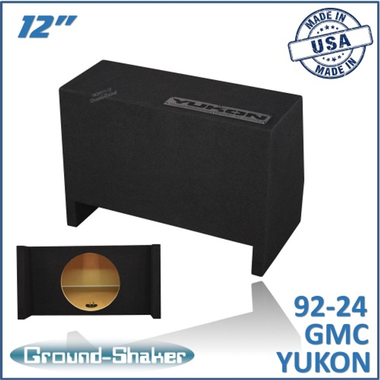 black 12" single sealed sub box, fits 92-24 gmc yukon (w/3rd row seat)