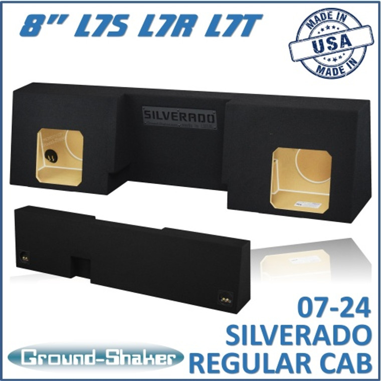 black 8" dual sealed solo-baric sub box, fits 07-24 chevy silverado regular-cab