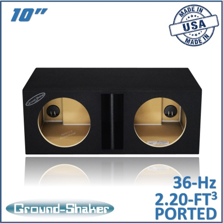 black 10" dual center-ported sub box