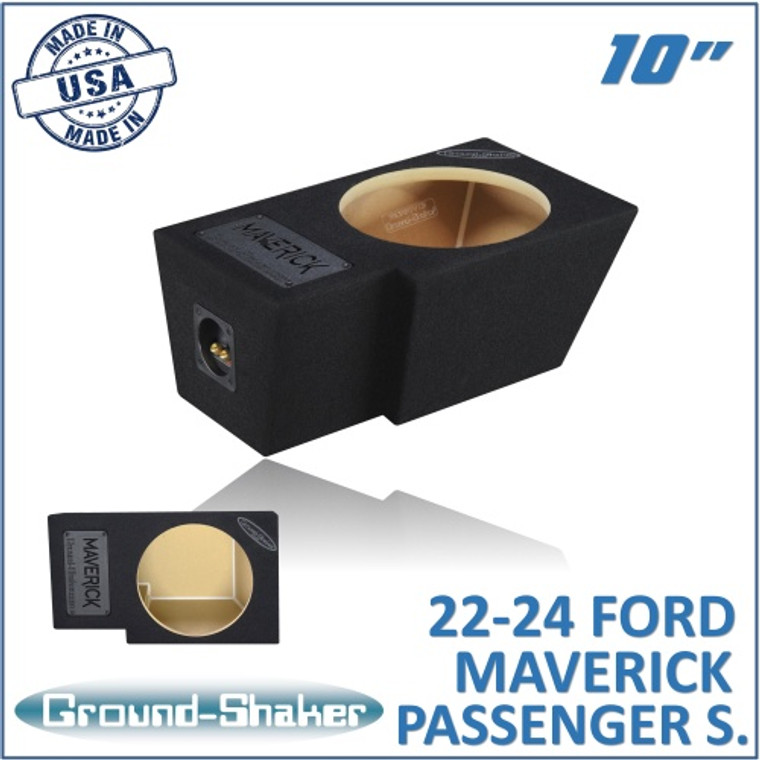 black 10" single sealed sub box, fits 22-24 ford maverick (passenger side)