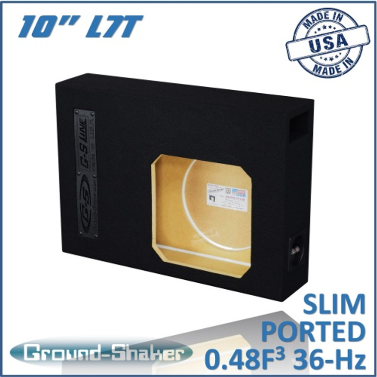 black 10" single l7t slim ported sub box
