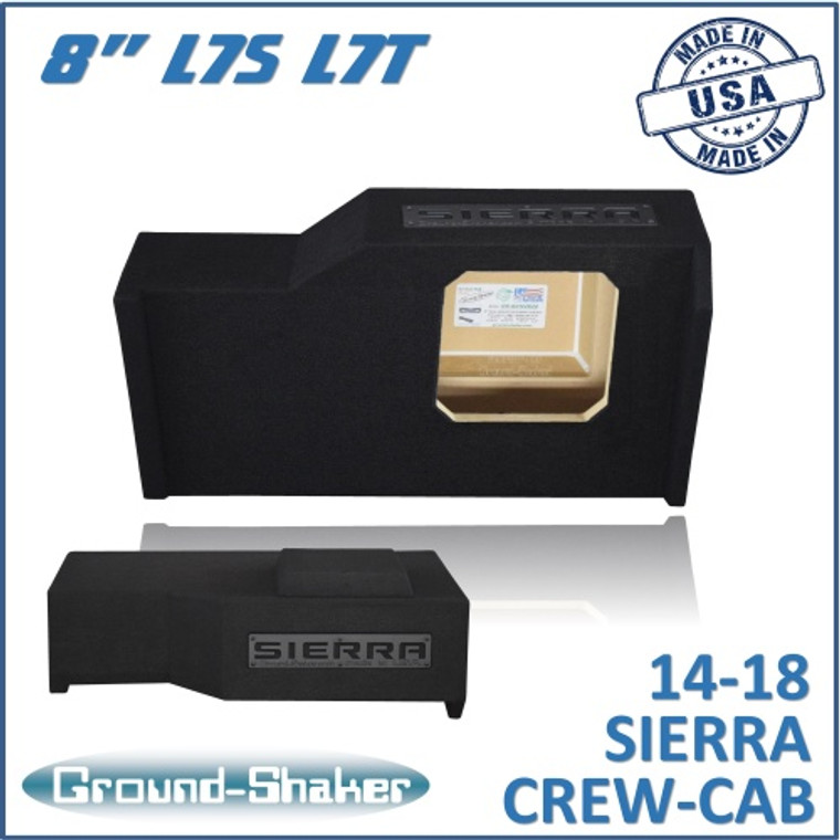 black 8" single sealed solobaric sub box, fits 14-18 gmc sierra crew-cab