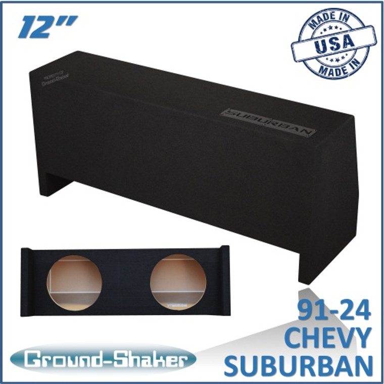 black 12" dual sealed sub box, fits 91-24 chevy suburban (w/3rd row seat)