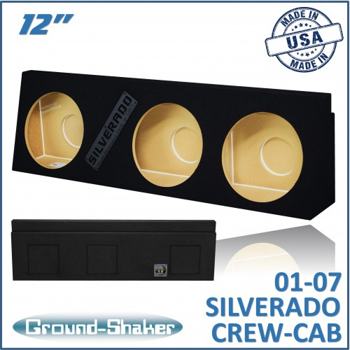 01-07 Crew Cab Chevy Silverado & GMC Sierra Black 12" Triple Sealed Subwoofer Box