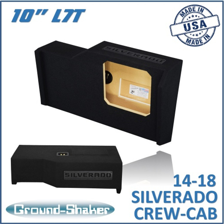 black 10" l7t single sealed sub box, fits chevy 14-18 silverado crew-cab